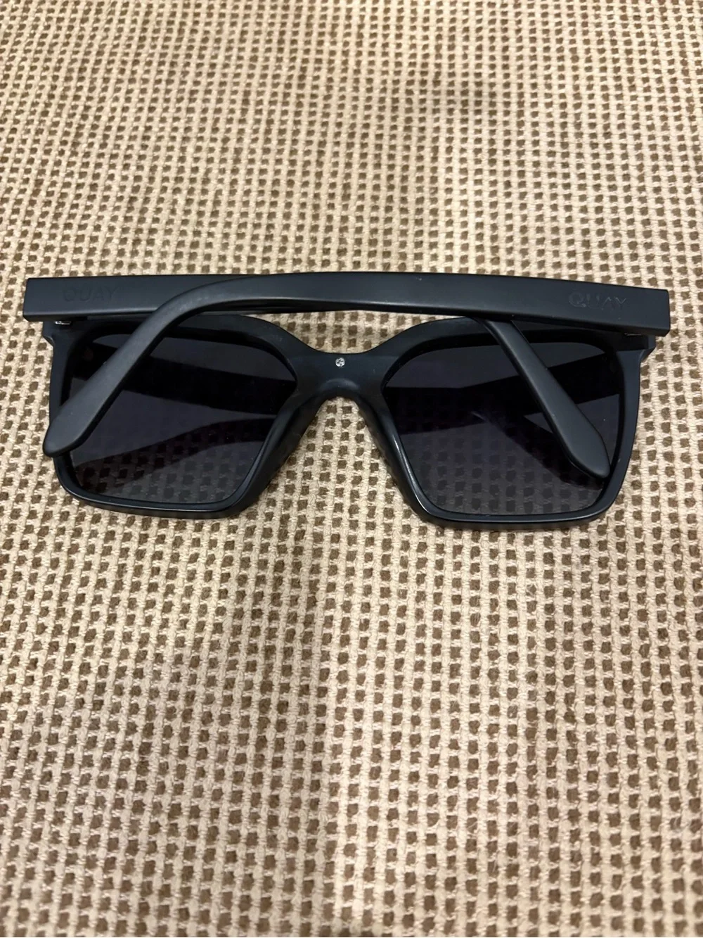 Quay Australia Black Oversized Level Up Polarized Square Sunglasses